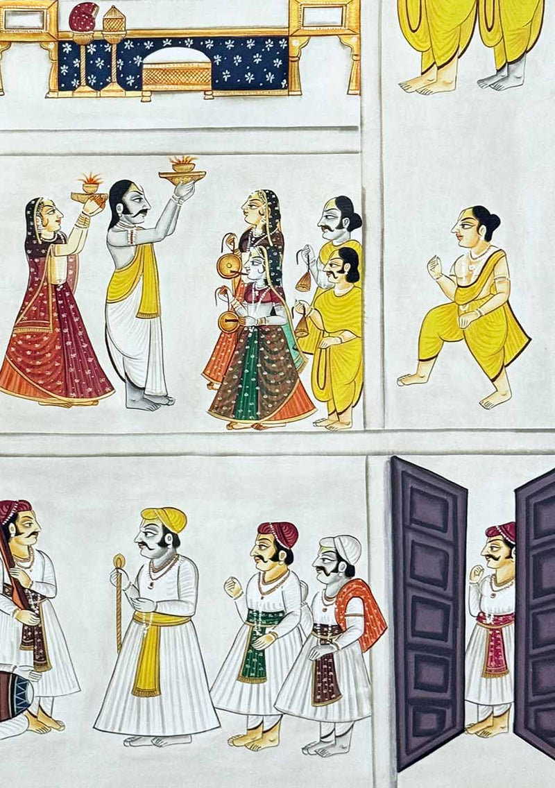 Shreenthji Sewa - Handmade Pichwai Painting (Unframed / 60.9 x 91.4 cm)
