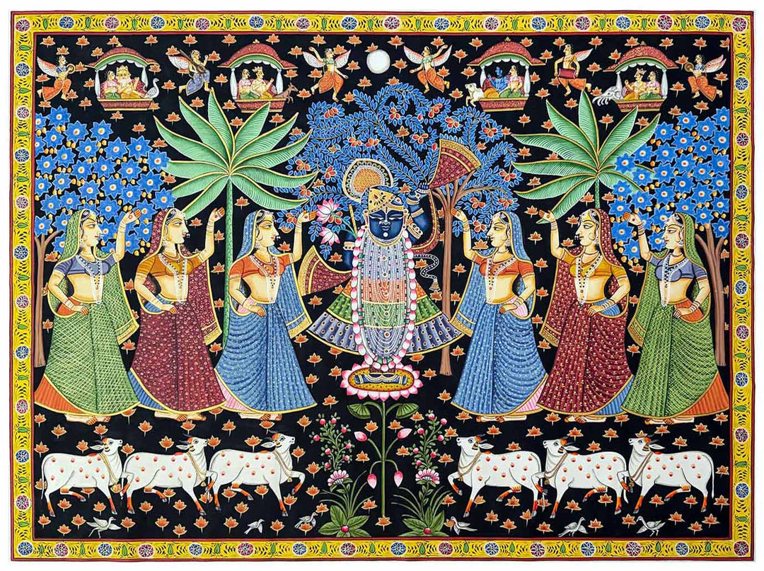 Shrinathji Pichwai Painting (Handmade / Unframed / 91.4 x 121.9 cm)