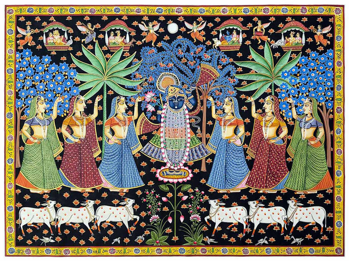 Shrinathji Pichwai Painting (Handmade / Unframed / 91.4 x 121.9 cm)