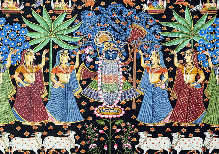 Shrinathji Pichwai Painting (Handmade / Unframed / 91.4 x 121.9 cm)