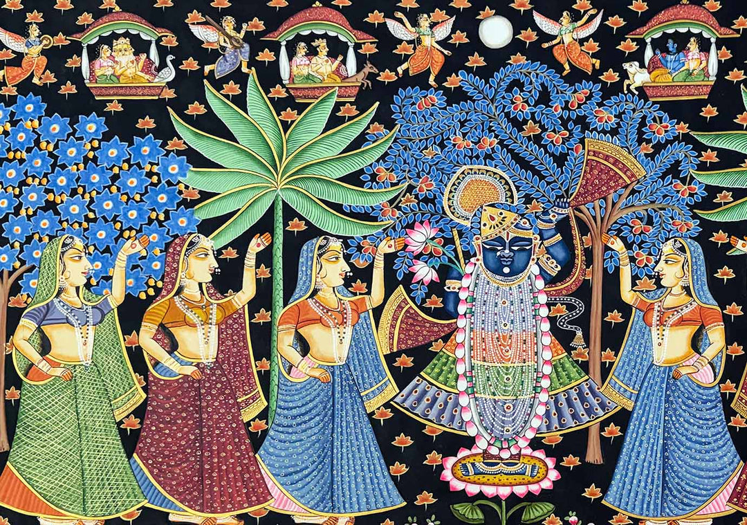 Shrinathji Pichwai Painting (Handmade / Unframed / 91.4 x 121.9 cm)