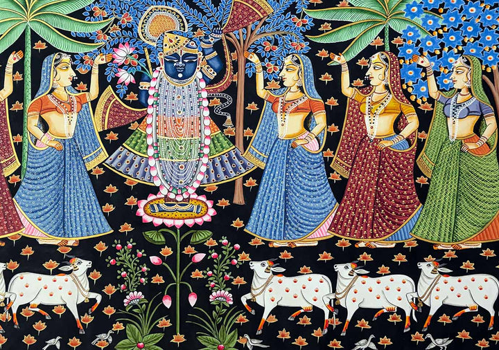 Shrinathji Pichwai Painting (Handmade / Unframed / 91.4 x 121.9 cm)