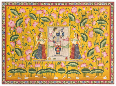 antique yellow pichwai painting online