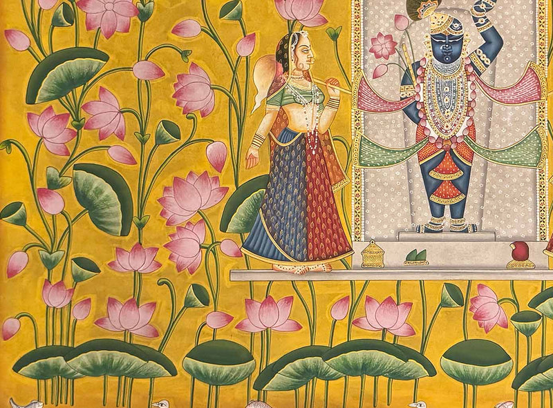 Vintage Shrinathji Pichwai Painting (Handmade / Unframed / 90.1 x 119.3 cm)