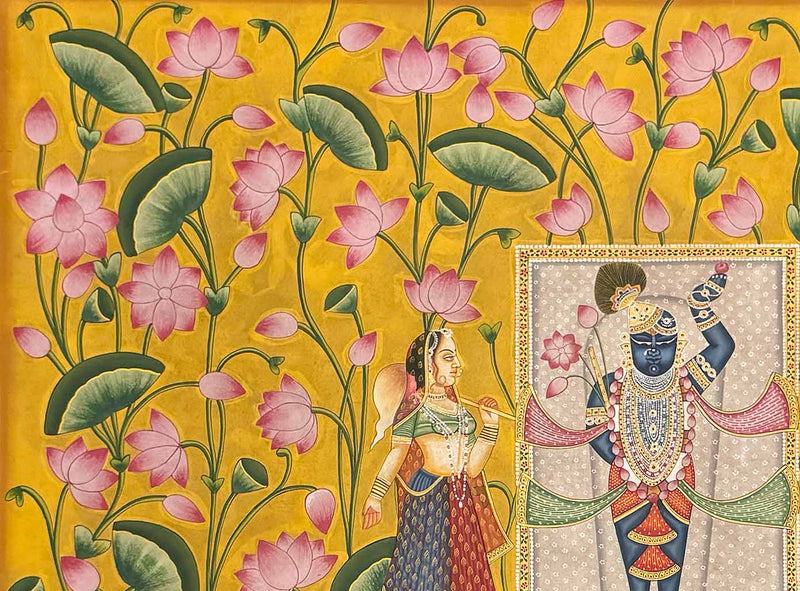 Vintage Shrinathji Pichwai Painting (Handmade / Unframed / 90.1 x 119.3 cm)