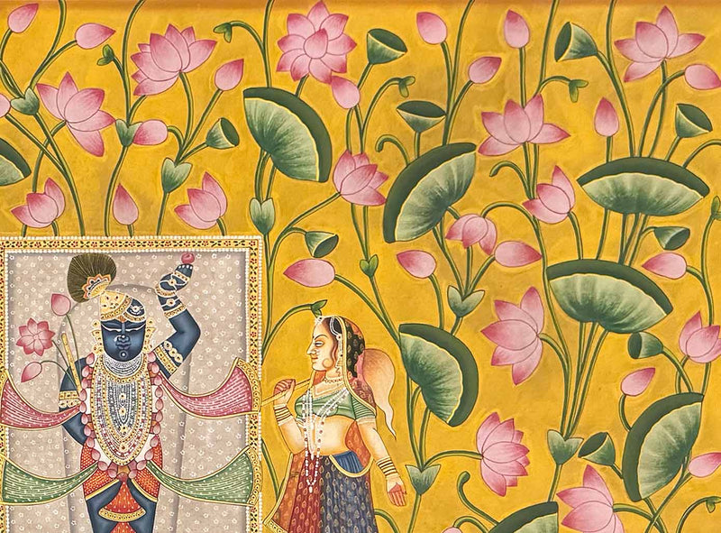 Vintage Shrinathji Pichwai Painting (Handmade / Unframed / 90.1 x 119.3 cm)