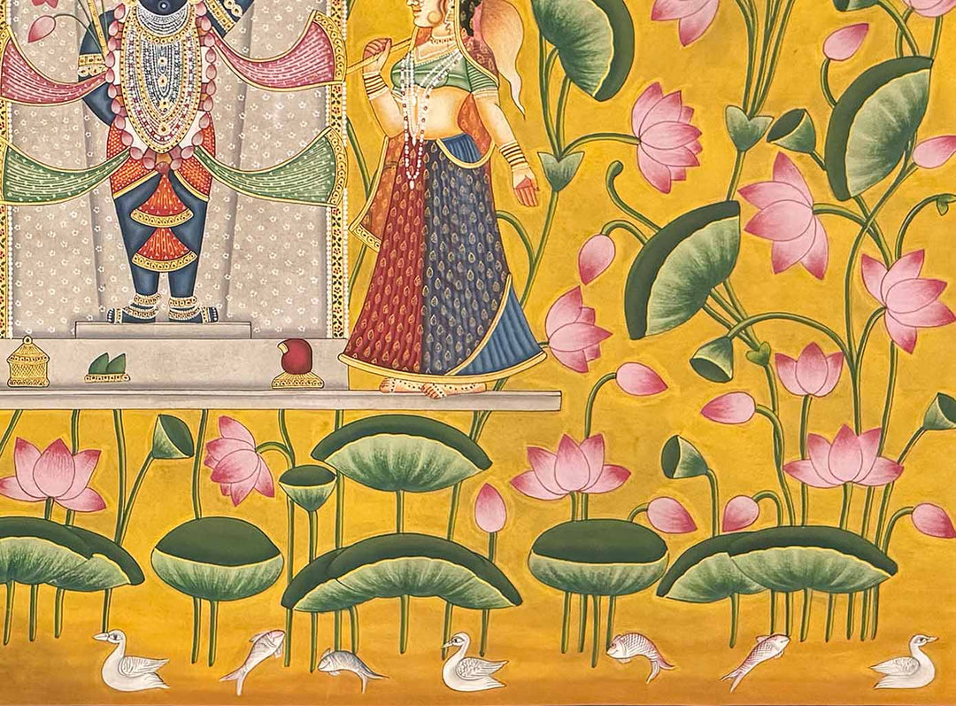 Vintage Shrinathji Pichwai Painting (Handmade / Unframed / 90.1 x 119.3 cm)
