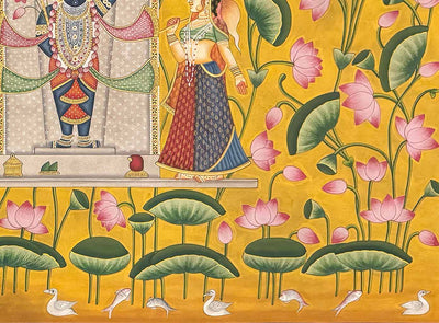 Vintage Shrinathji Pichwai Painting (Handmade / Unframed / 90.1 x 119.3 cm)