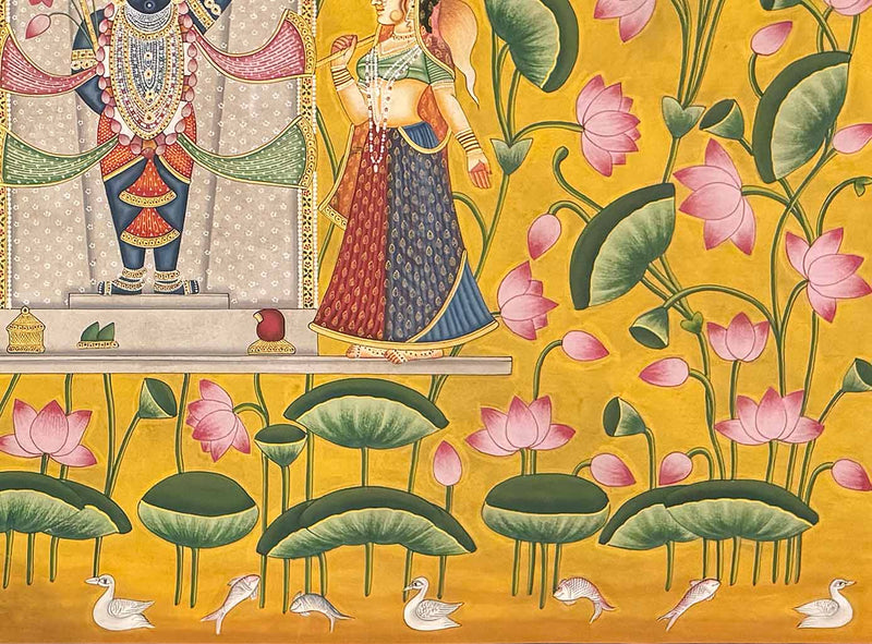 Vintage Shrinathji Pichwai Painting (Handmade / Unframed / 90.1 x 119.3 cm)