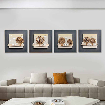 Modern 3D Stone Carving Wall Art - Set of 4