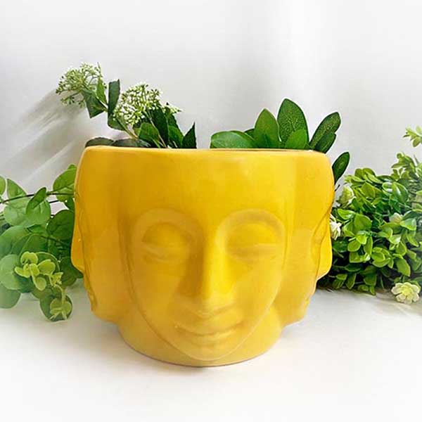 4 Faced Buddha Ceramic Planter (without Plant).