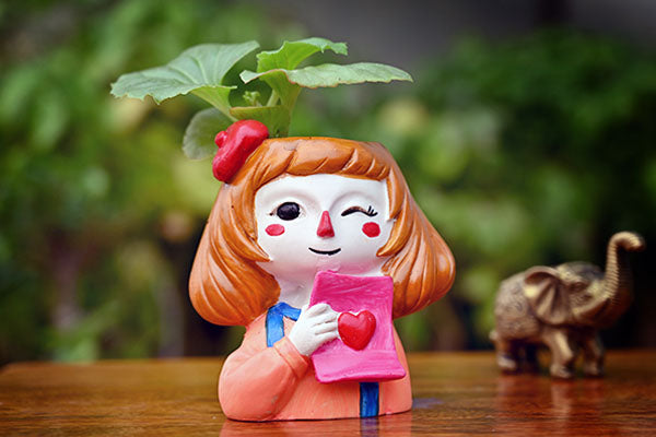 Girl with a Book Resin Pot (without Plant).