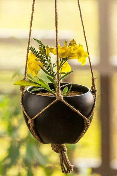 Metal Hanging Planter with Jute Rope (without Plant).