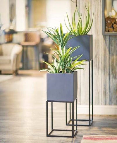 alt="brisbane grey metal planter"