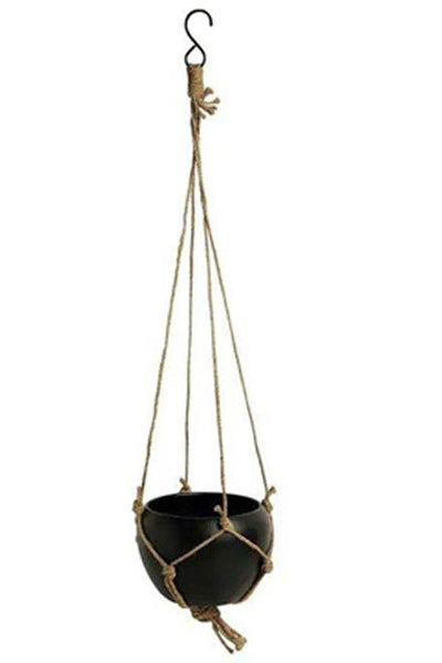 Metal Hanging Planter with Jute Rope (without Plant).