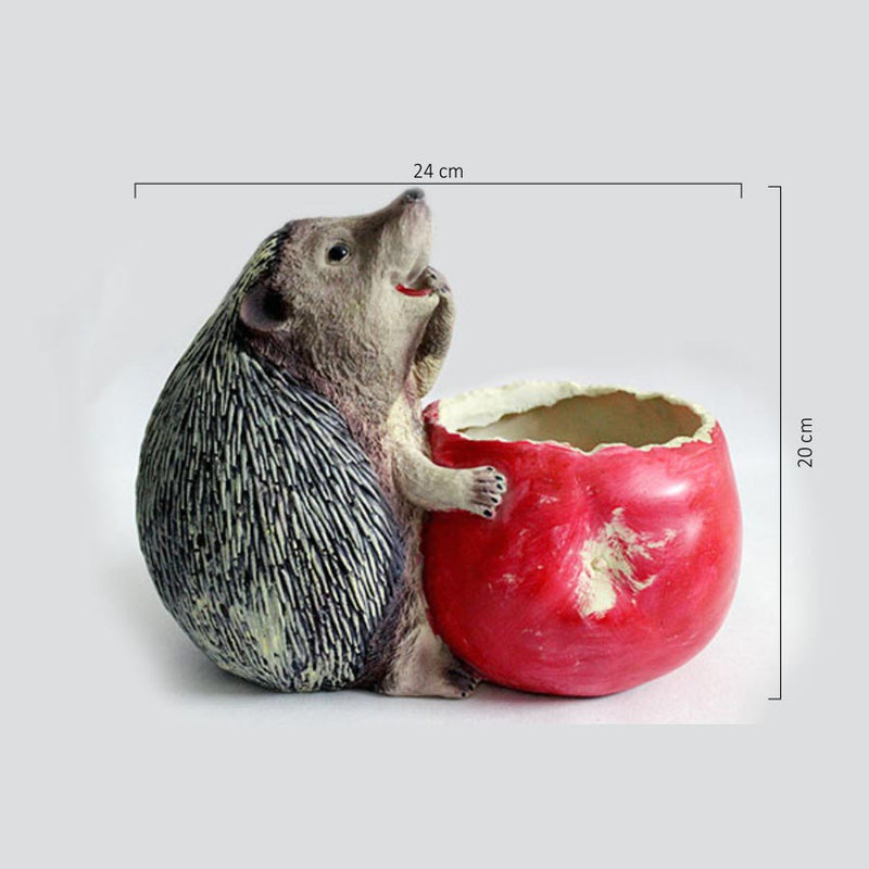 Hedgehog with Apple Resin Pot (without Plant).