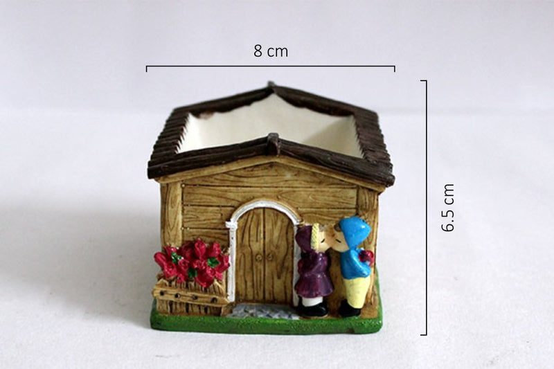Cute House Resin Pot (without Plant).