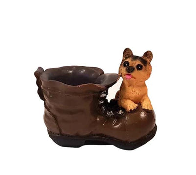 Cute Pup on Shoe Shaped Planter (Without Plant)