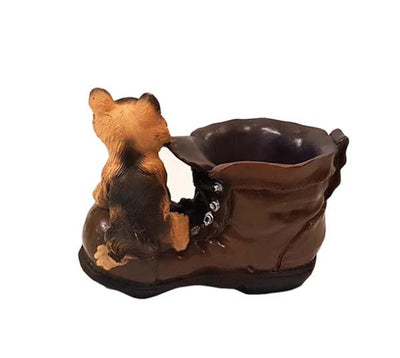 Cute Pup on Shoe Shaped Planter (Without Plant)