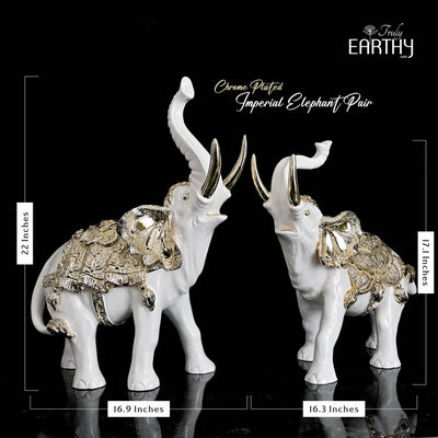 Imperial Elephant Pair - Set of 2 (Chrome Plated / Large Size)