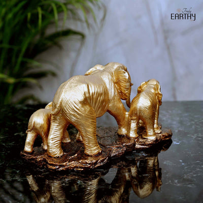 Golden Elephants Figurine