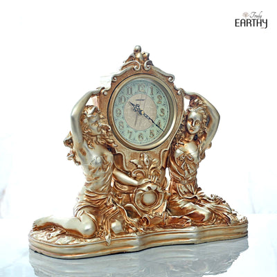 Belgium Antique Table Clock & Candelabra Candlestick - Set of 3