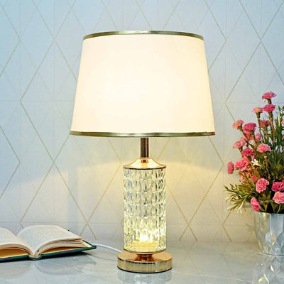 French Glass Diamond-Cut Dual LED Table Lamp