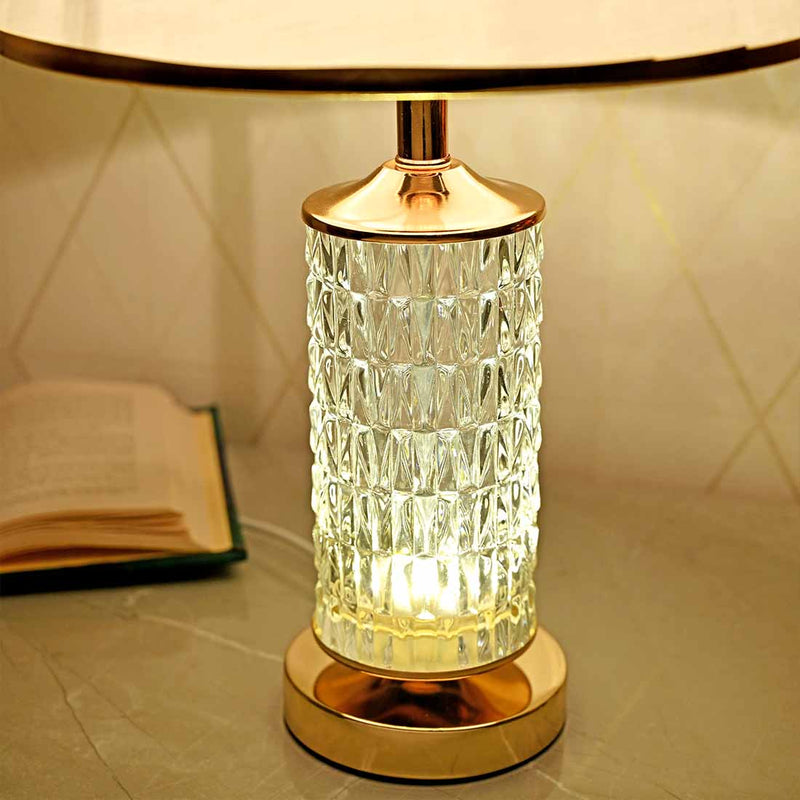 French Glass Diamond-Cut Dual LED Table Lamp