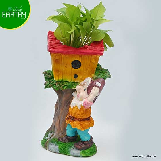 Gnome by Tree-House Planter (Without Plant)