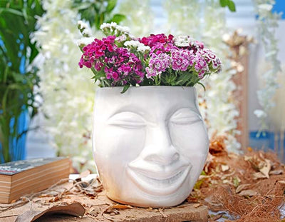 alt="happy face planter pot"