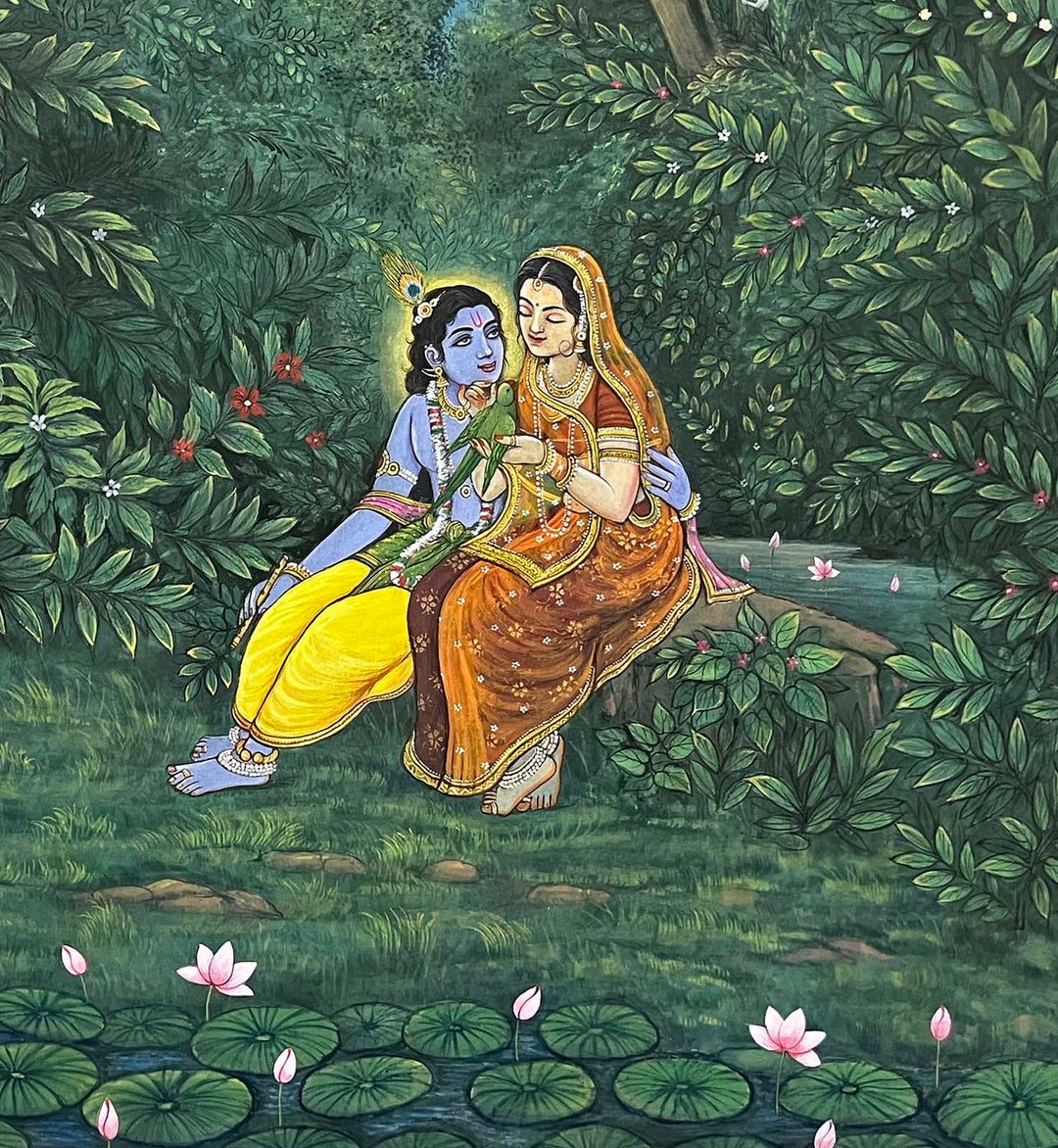 Handmade Krishna &amp; Radha ji Painting (Unframed)