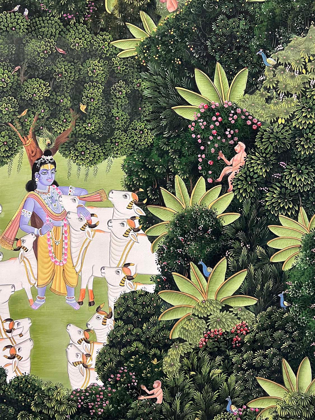 The Garden of Krishna - Handmade Painting (Unframed)