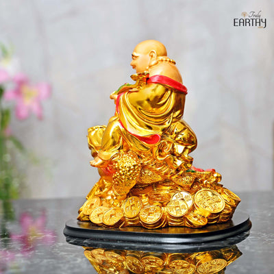 Laughing Buddha on Frog with Coins