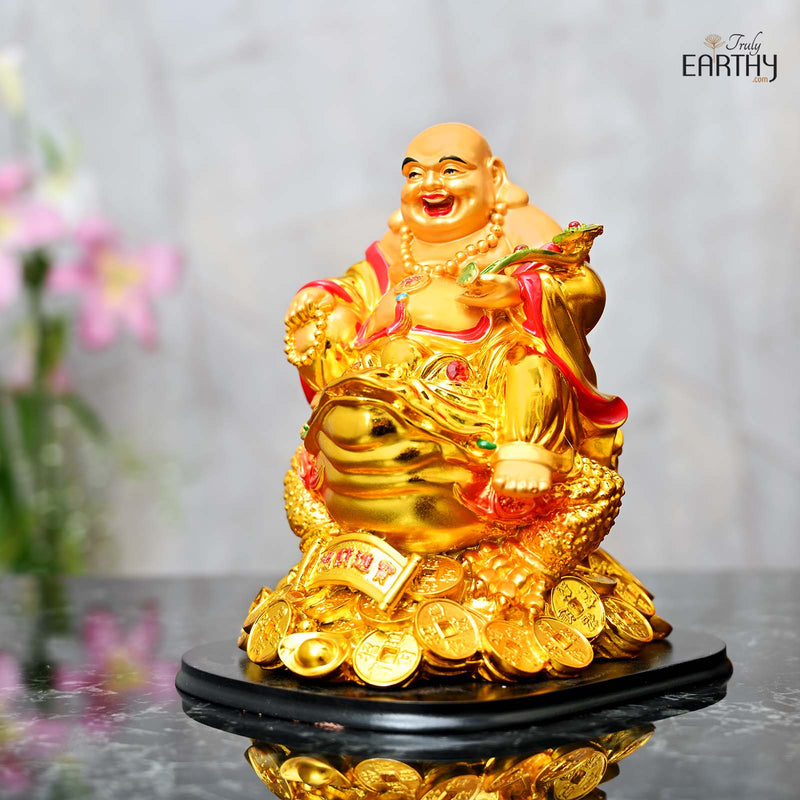 Laughing Buddha on Frog with Coins