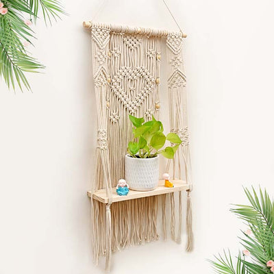 Boho Wall Macramé Wall Hanging Shelf