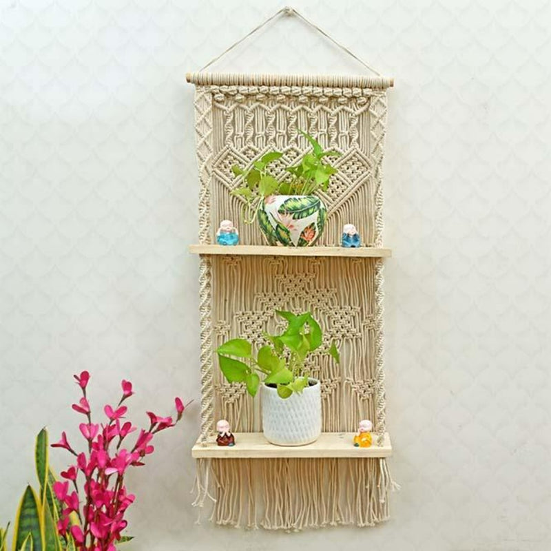 Dual Layer Boho Macramé Shelves