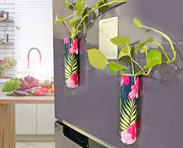 Magnetic Fridge Planter - Set of 2 (without Plant) (Unbreakable / Strong Magnet Base).