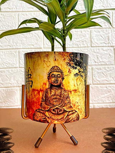 alt="meditating buddha pot"