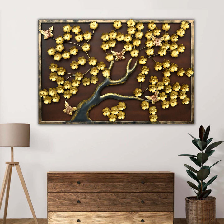 Metal Tree Wall Art with Lights (4 Feet)