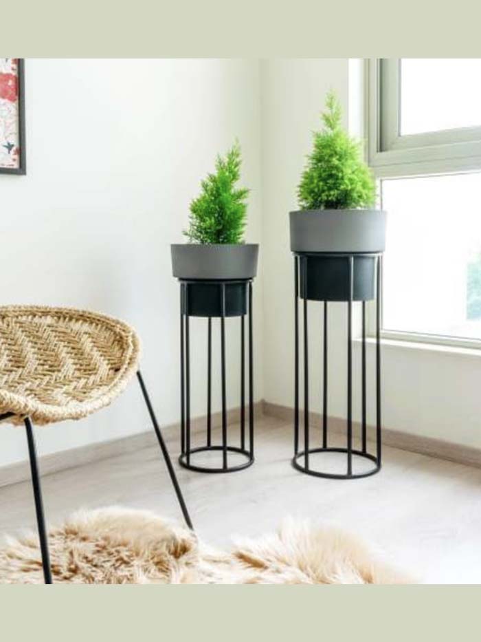 alt="classy metal planter"