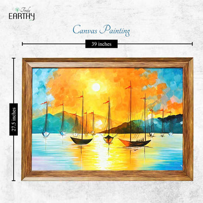 Vibrant Canvas Boat Painting (Framed)