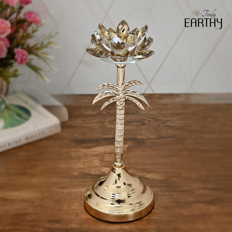 Palm Tree - Crystal Candle Holder (Tea-Light Candle)