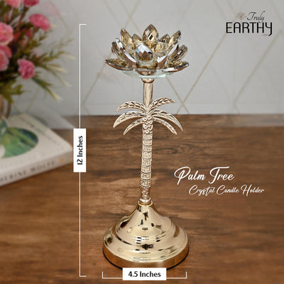 Palm Tree - Crystal Candle Holder (Tea-Light Candle)