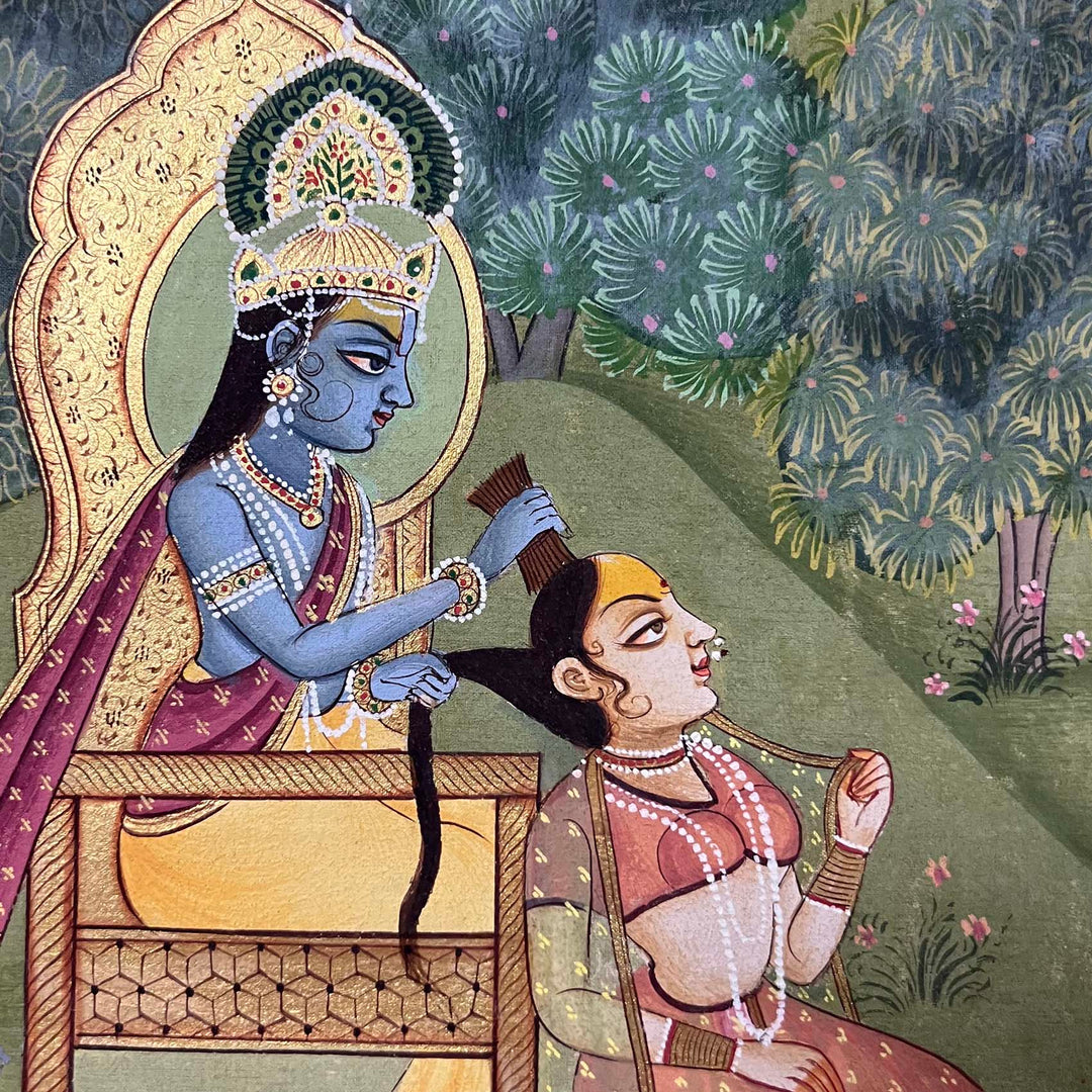 The Handmade Pichwai Painting - Shrinathji &amp; Krishna (Unframed)