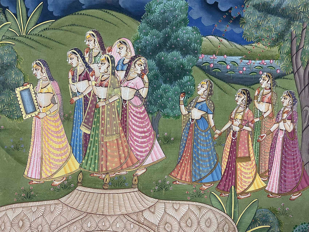 The Handmade Pichwai Painting - Shrinathji &amp; Krishna (Unframed)