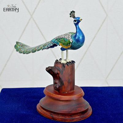 Silver Meenakari Peacock (Silver Enameling)