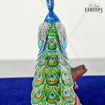 Silver Meenakari Peacock (Silver Enameling)