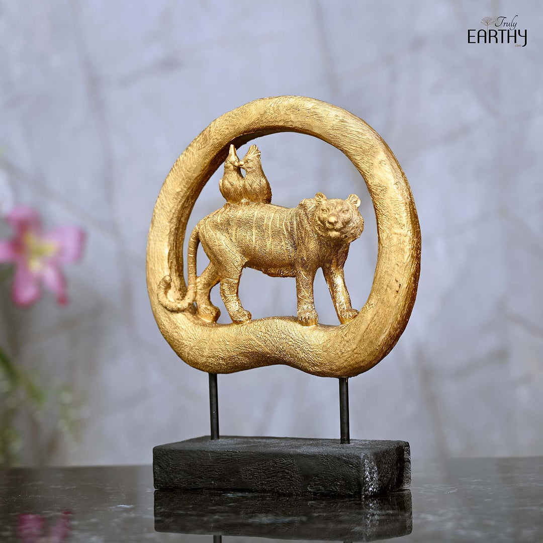 Tiger &amp; Love Birds Sculpture