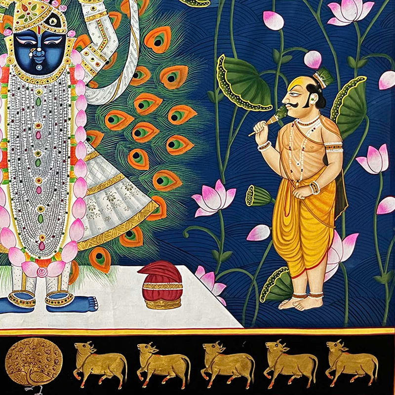 Traditional Pichwai Painting - Shrinathji (Unframed / 48 (w) x 36 (h) inches)