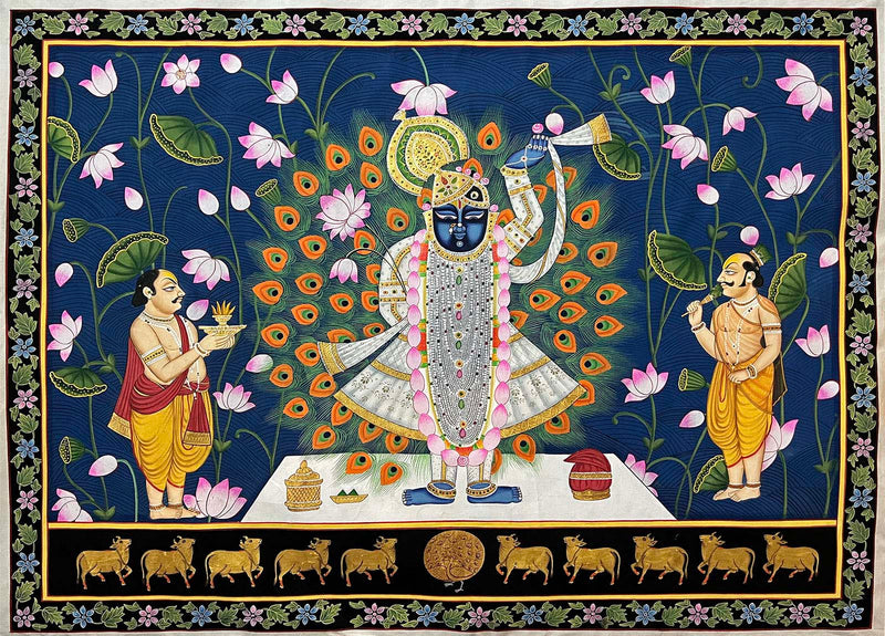 Traditional Pichwai Painting - Shrinathji (Unframed / 48 (w) x 36 (h) inches)